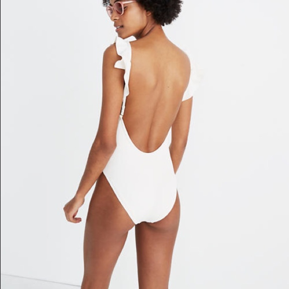 Madewell Ribbed Ruffle-Strap One-Piece Swimsuit